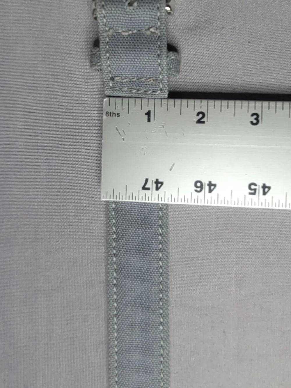 Alexander Olch Men's Canvas Belt in Light Gray with Silver Buckle Size M
